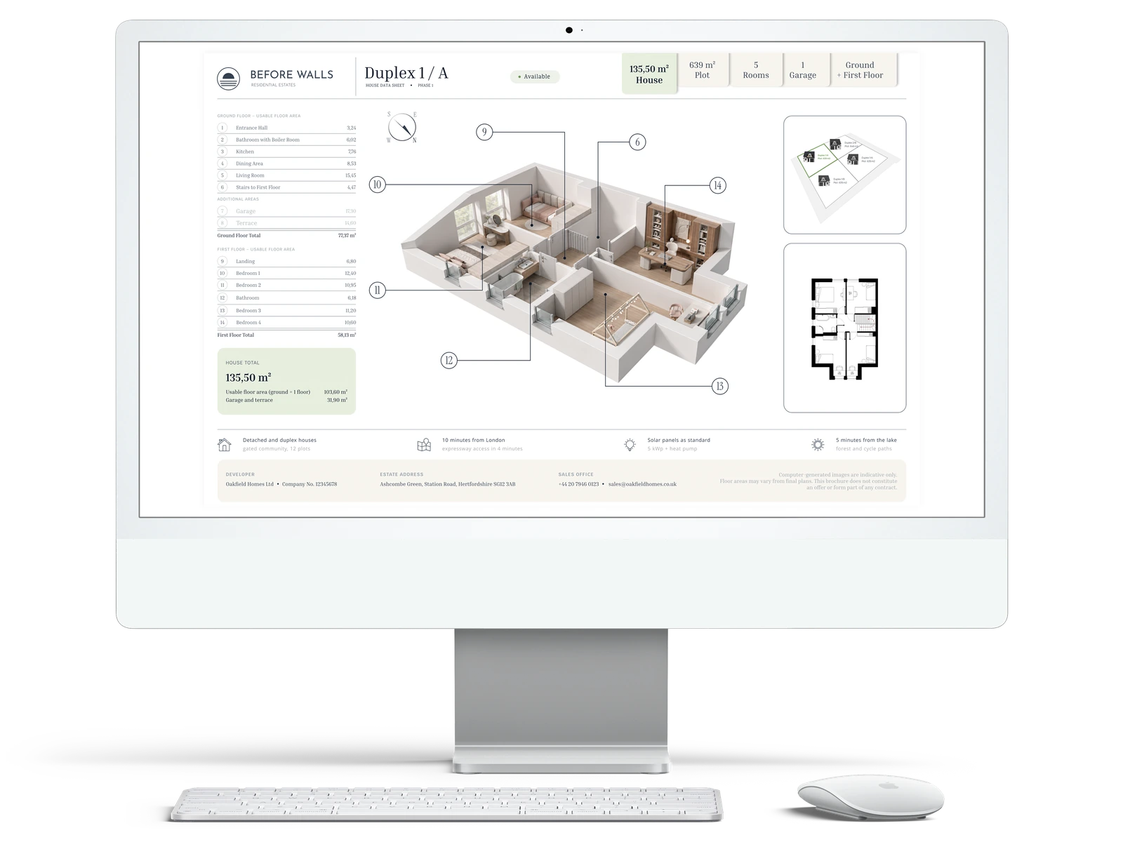 Unit sheet with a 3D view of the upper floor