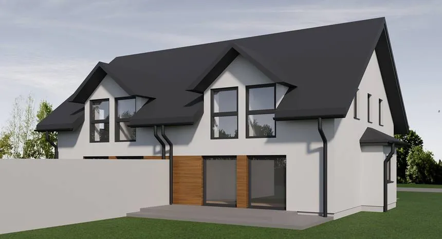 Strona ogrodowa, render roboczy
